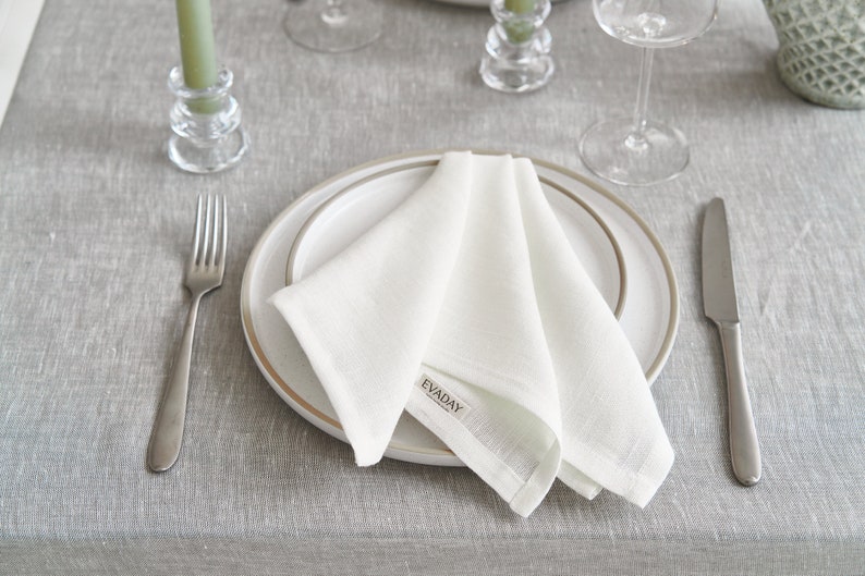 Elegant White Hemp Linen Napkins - Soft and Absorbent Dining Napkins, Perfect for Wedding Decor and Everyday Use