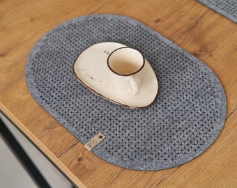 Felt oval table placemat, felt dining placemat, modern felt placemat, table protector