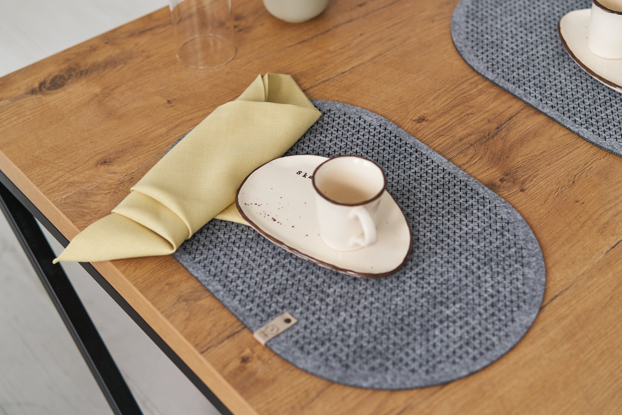 Felt oval table placemat felt dining placemat modern felt Etsy