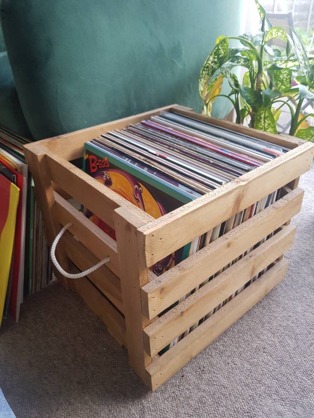 Vinyl Record Crate - Handmade Wooden Storage - Etsy