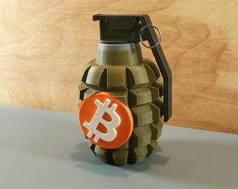 Bitcoin Grenade Sculpture: Crypto Desk Decor