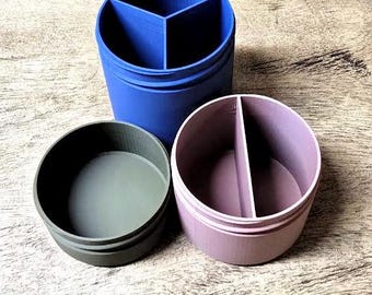 Custom Squat Knurled Lid Storage Containers - Multiple Colors, 1-3 Compartments, 1-3" Heights