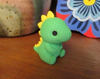 Crochet Style Dinosaur Figurine | Tiny Shelf Decor Gift