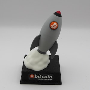 Dekoracja biurka z motywem rakiety Bitcoin – prezent kryptowalutowy „To The Moon”, rzeźba HODL