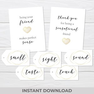 Etiquettes cadeaux 5 Senses Friend - Cartes Senses imprimables pour Bestie - Ensemble d'étiquettes Five Senses - Téléchargement numérique instantané