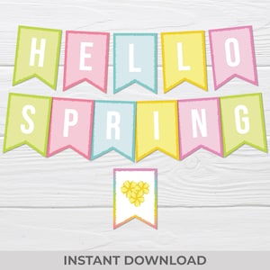 Frühling Girlande - Frühling Girlande zum Ausdrucken - Frühling Wimpelkette - Sofortiger digitaler Download