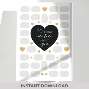 Things We Love About You – 30th Birthday Printable Sign – Thirty Reasons Gift Poster – Birthday Keepsake – Instant Digital Download