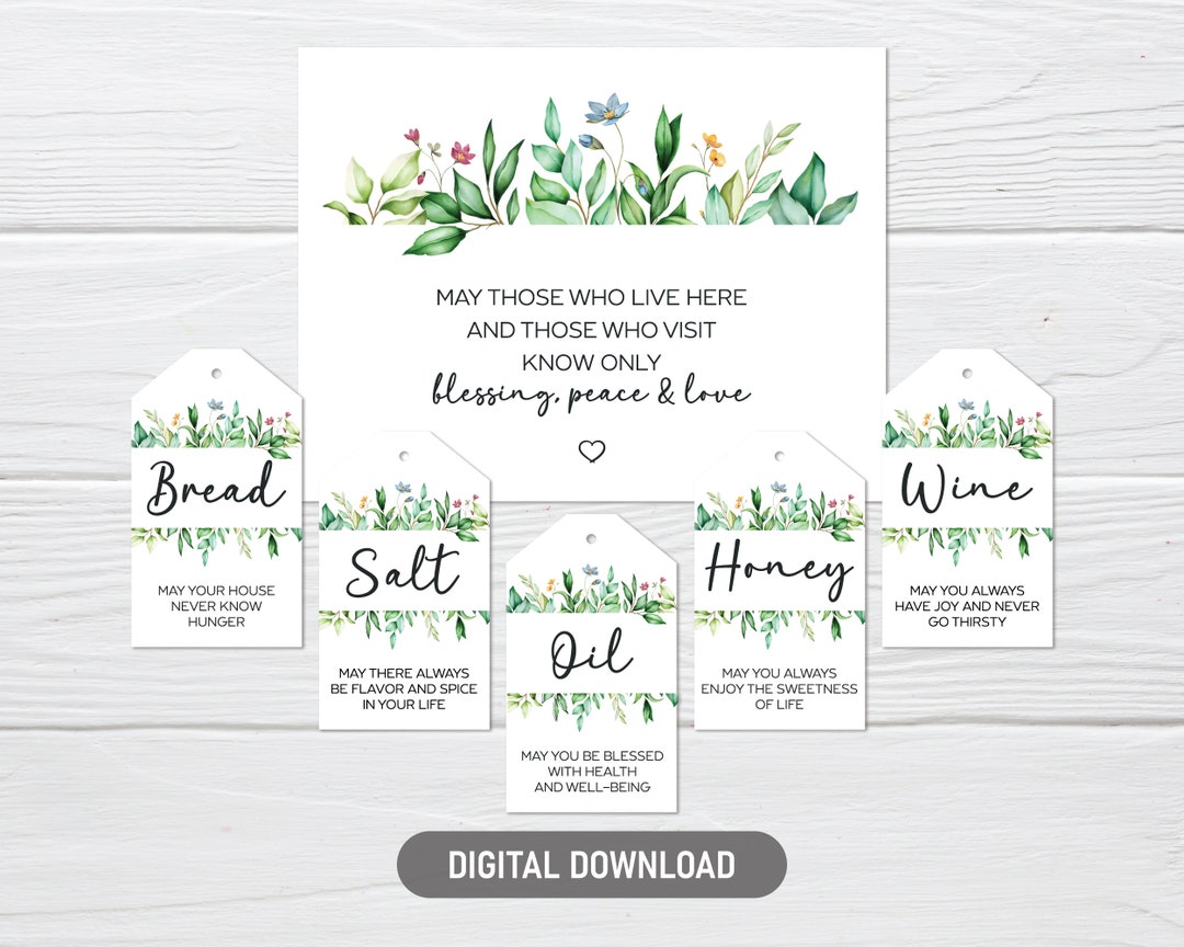 Housewarming Gift Tags - Printable Cards for New Home Blessing - Bread ...