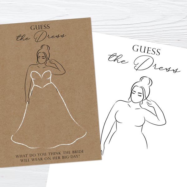 Guess The Dress Bridal Shower Game: Printable Plus Size Curvy Bride Template