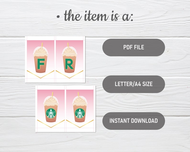 Frappe Birthday Banner, Printable Coffee Party Decorations, Bday ...