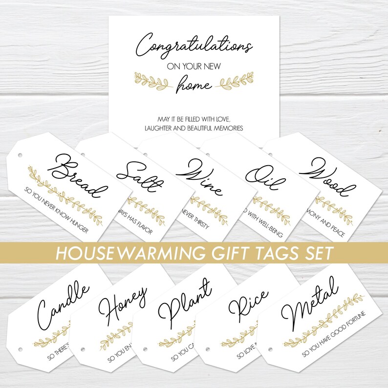Printable Realtor Closing Gift Tags, Modern Housewarming Bread Salt ...