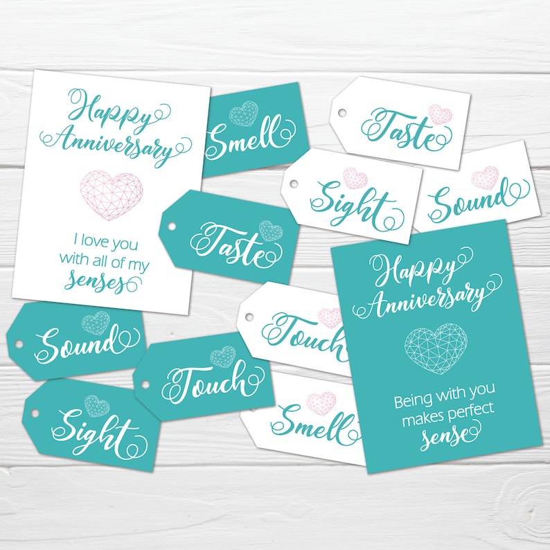 5 Senses Anniversary Gift Tags Card & Ideas Printable Gift Etsy