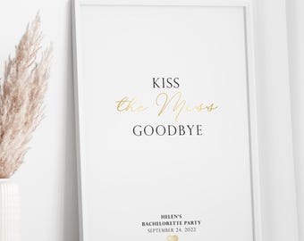 ミスにキスして別れを告げるサイン：ブライダルシャワーの記念品として印刷できるもの