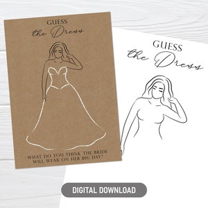 Guess the Dress Printable, Bridal Shower Game, Sketch the Dress Wavy ...