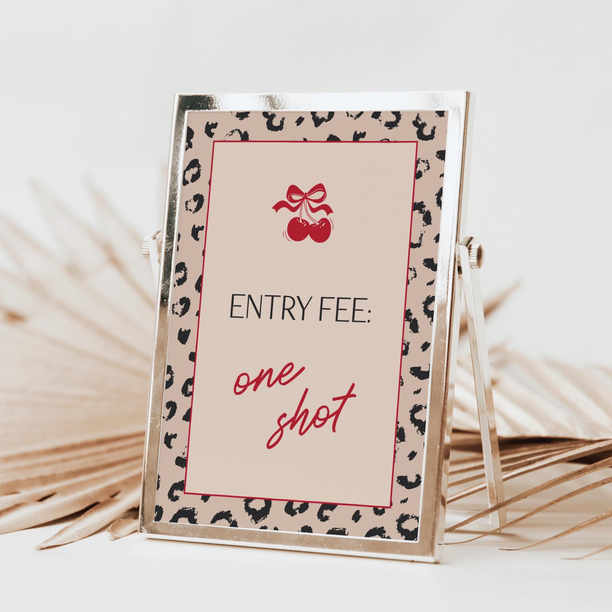 Cheetah Entry Fee Sign: Printable Wild Bachelorette Decor, Cherry Girls ...