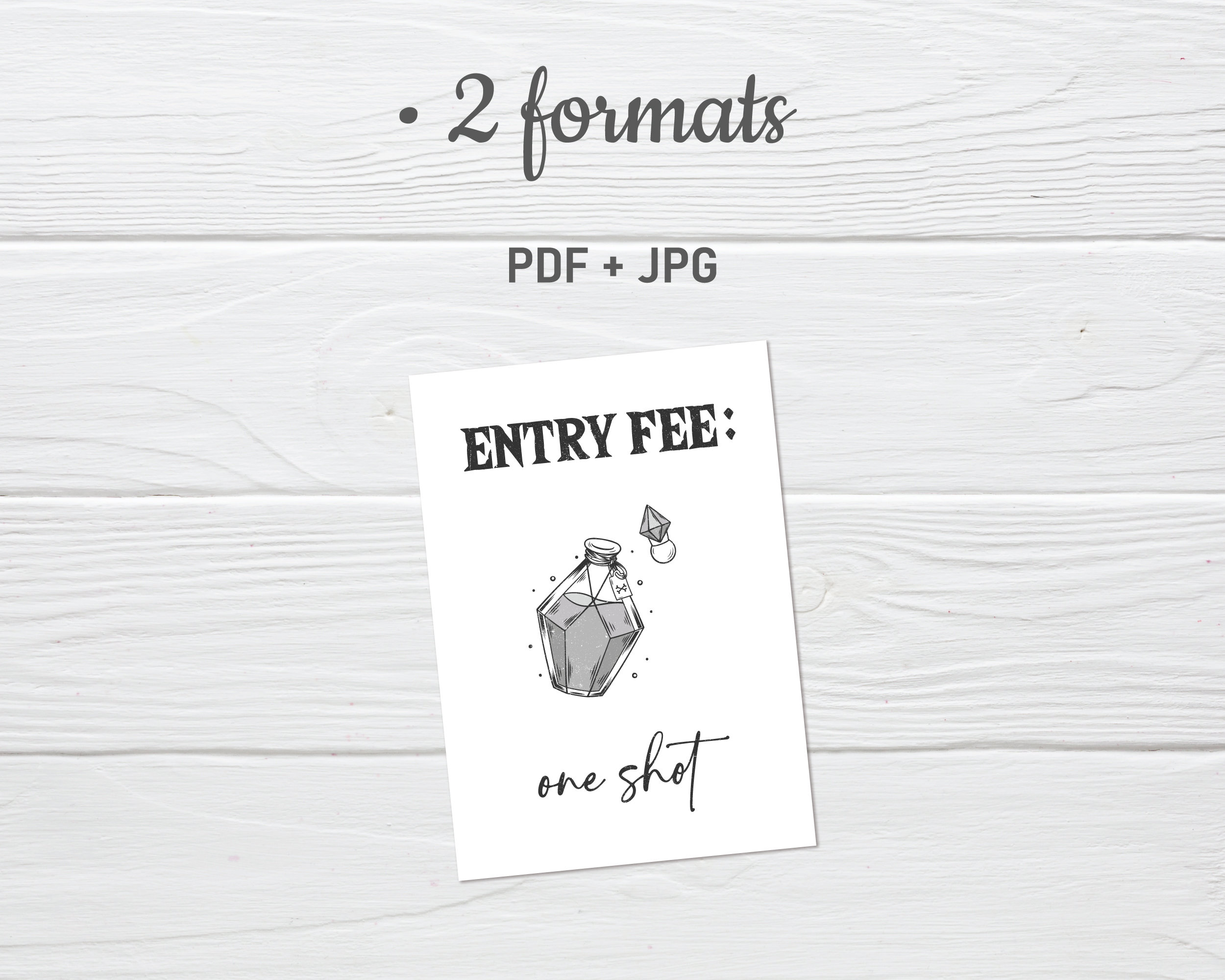 Entry Fee One Shot Sign PrintableHalloween Party Etsy