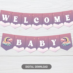 Welcome Baby Banner – Printable Newborn Arrival or Baby Shower Decor – Gender Neutral Bunting – Instant Digital Download