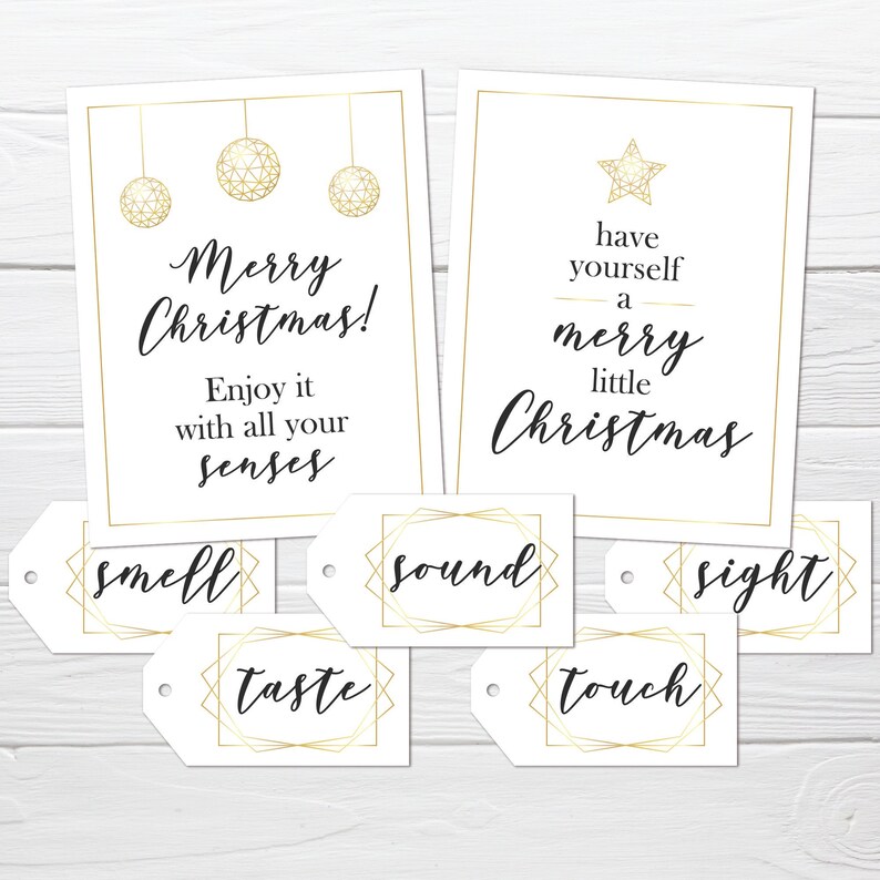 Christmas 5 Senses Gift Tags Printable Present Labels for Him Etsy