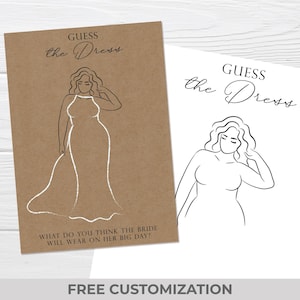 Guess The Dress – Printable Bridal Shower Game - Sketch The Dress Curvy Girl With Wavy Hair Template - Instant Digital Download