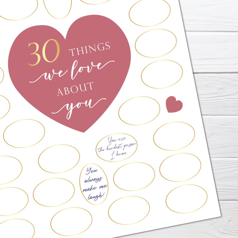 30 Things We Love About You Printable Template Birthday Etsy