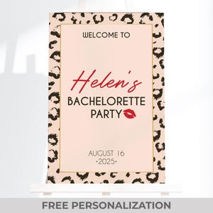 Cheetah Bachelorette Sign – Wild Party Decor – Leopard Birthday Welcome Sign – Personalized Printable Download