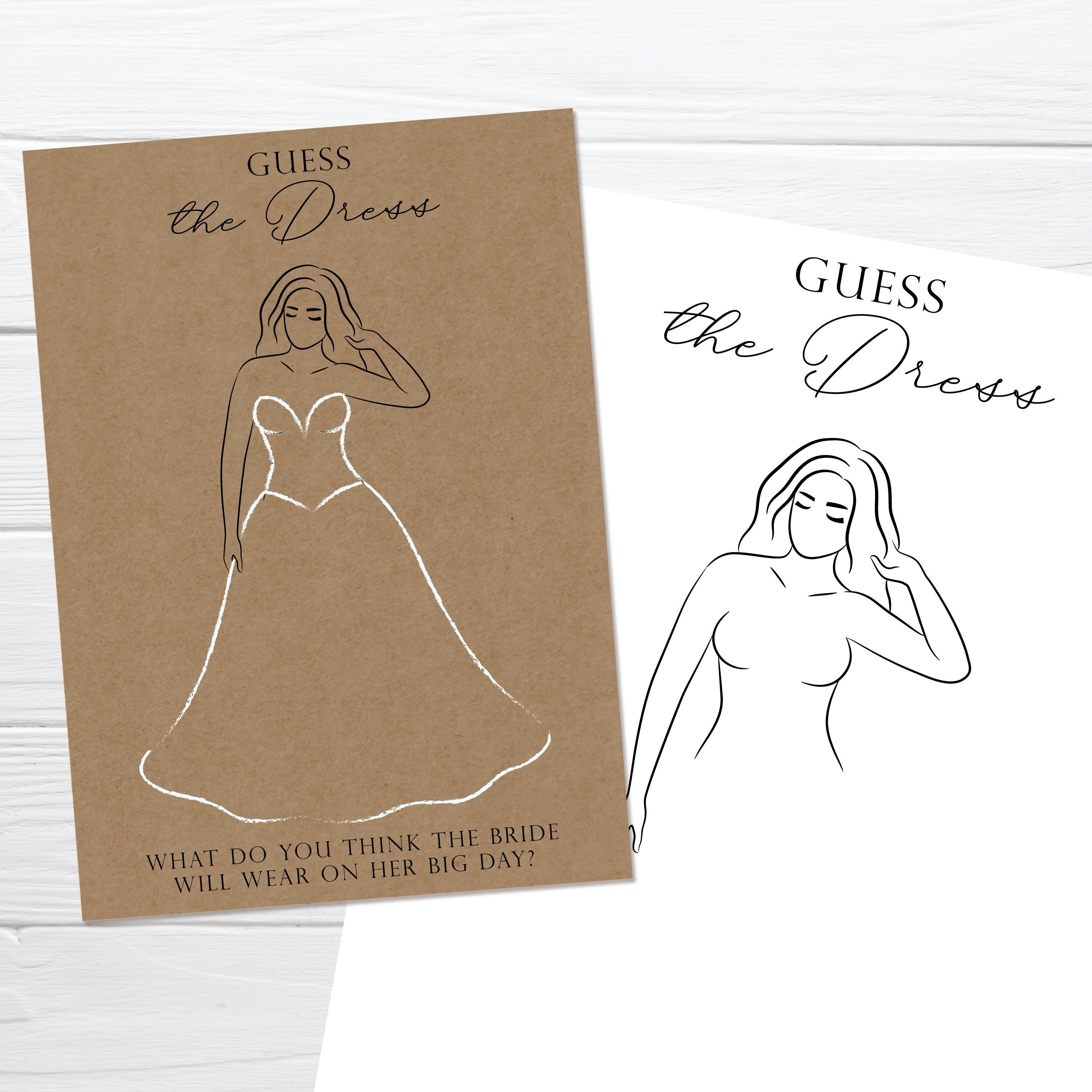 Guess the Dress Printable Bridal Shower Game Sketch the Etsy
