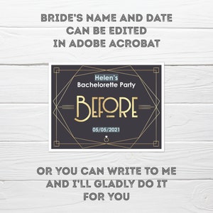 Bachelorette Party Before After Signs Printable Editable | Etsy