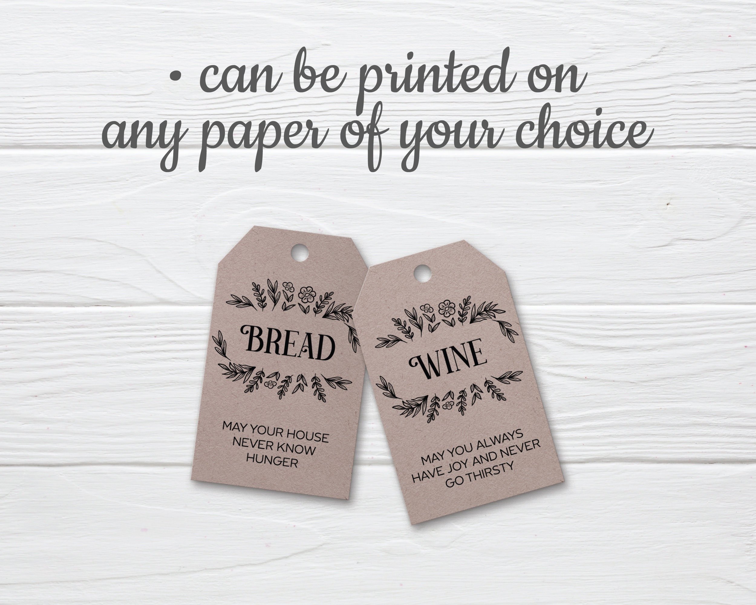 Housewarming Gift Tags, Printable Cards for New Home Blessing, Bread ...