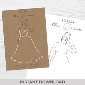 Guess The Dress Bridal Shower Game – Plus Size Curvy Bride – Printable Template – Instant Digital Download