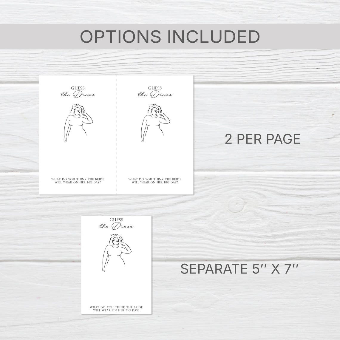 Prinatable Plus Guess the Dress Game: Printable Plus Size Curly Bride Template - Etsy