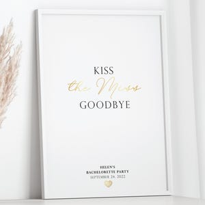 Pocałuj pannę na pożegnanie – wydrukowana pamiątka wieczoru panieńskiego – elegancka księga gości wieczoru panieńskiego – spersonalizowana cyfrowa wersja do pobrania