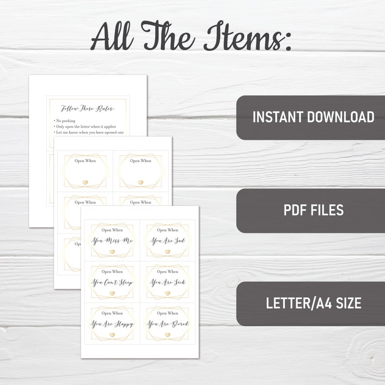 Open When Letter Labels Printable Kit for Long Distance | Etsy