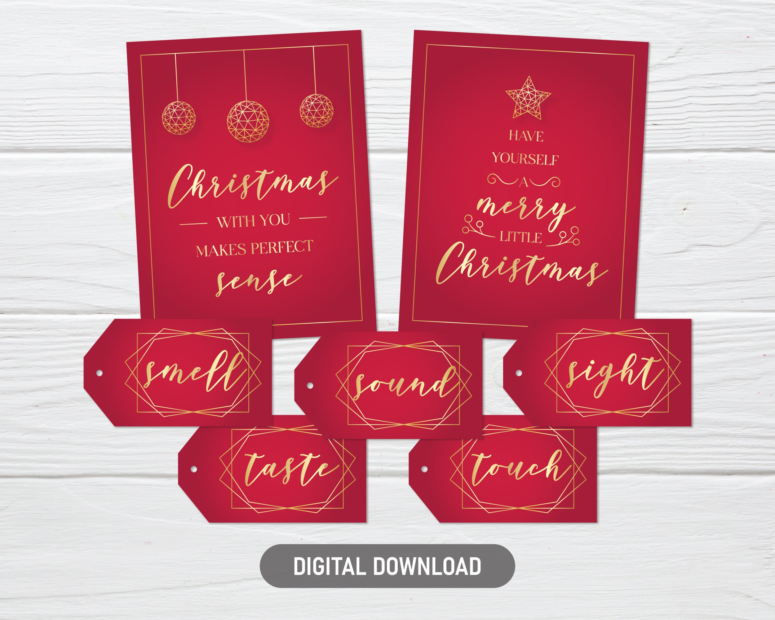 Romantic Five Senses Gift Tags & Card. Instant Download Printable. DIY  Christmas Gift for Him Her. 5 Senses Valentine's Love. Birthday. 