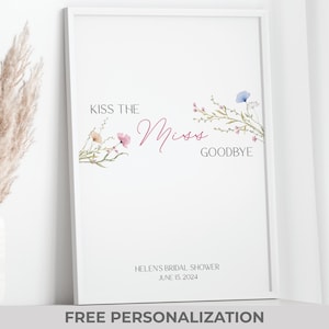 Letrero "Besame a la Señorita" con flores silvestres - Decoración floral imprimible para despedida de soltera - Recuerdo para despedida de soltera - Descarga digital personalizada