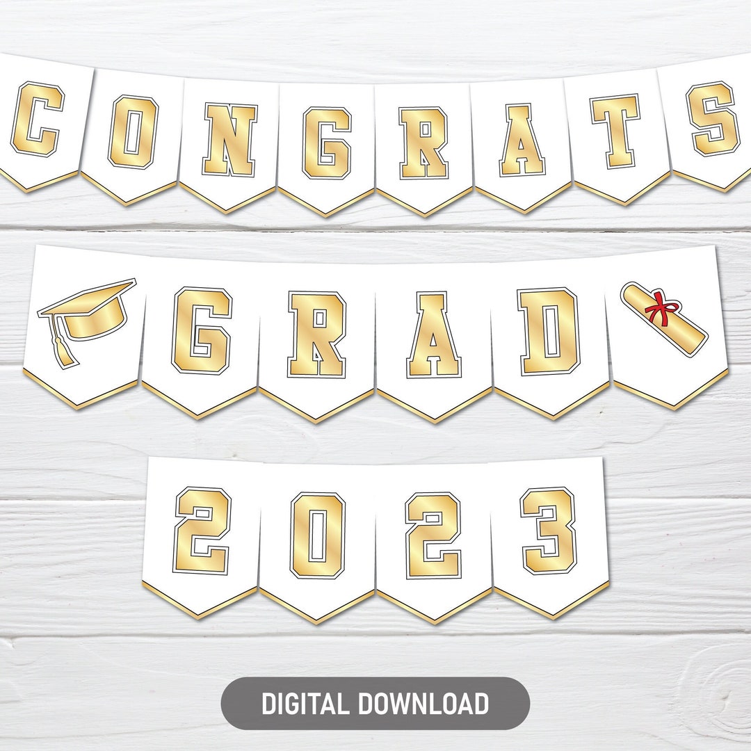 Congrats Grad Banner Printable Grad Party Decor for Boys or - Etsy