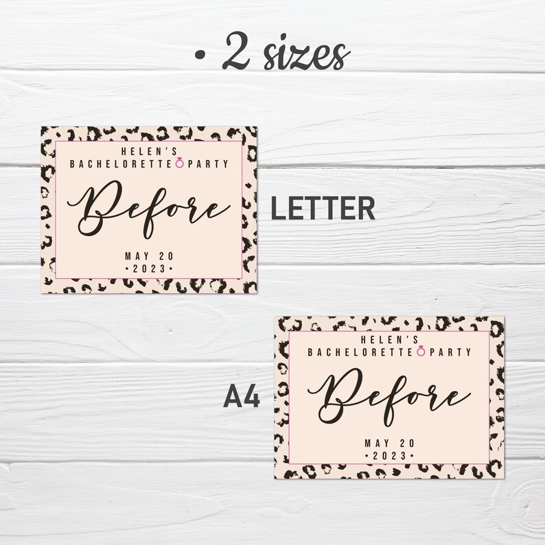 Before After Bachelorette Signs, Printable Cheetah Hen Party Photo ...