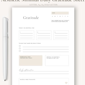 Gratitud diaria mínima estética imprimible, lista diaria de tareas pendientes para el hogar/trabajo, planificador de productividad, inserciones del planificador, carta/A4/A5/media carta