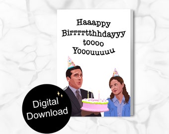 The Office Michael Scott Singing Birthday Card - Digital Download - Print at Home - Pam Beesly