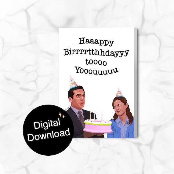 The Office Michael Scott Singing Birthday Card Digital Download Print  at Home Pam Beesly - Main Image