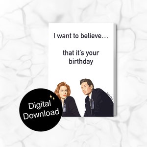 The X Files Geburtstagskarte - Print at home - Dana Scully, Fox Mulder