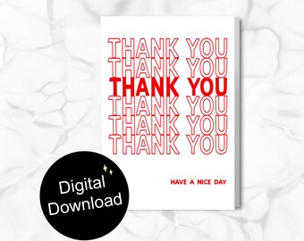 Shopping Bag Thank You Card - Digital Download - Print at Home - Plastic Bag