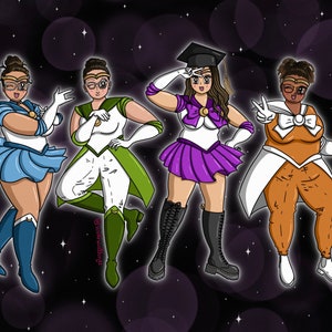 Custom SailorMoon Inspired Portrait - 4 person