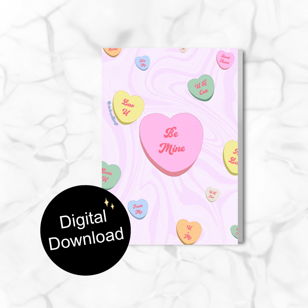 Candy Hearts Valentine’s Day Card - Digital Download - Etsy
