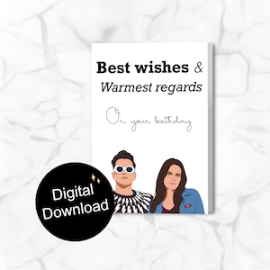 Tarjeta de cumpleaños de Schitt's Creek - Descarga digital - Imprimir en casa - David Rose, Stevie Budd, Mis mejores deseos Saludos cordiales
