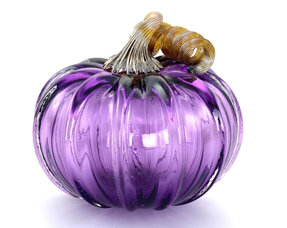 Medium Glass Pumpkin - 5.5” - Purple Amethyst
