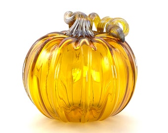 Medium Glass Pumpkin - 5.5” - Gold Topaz