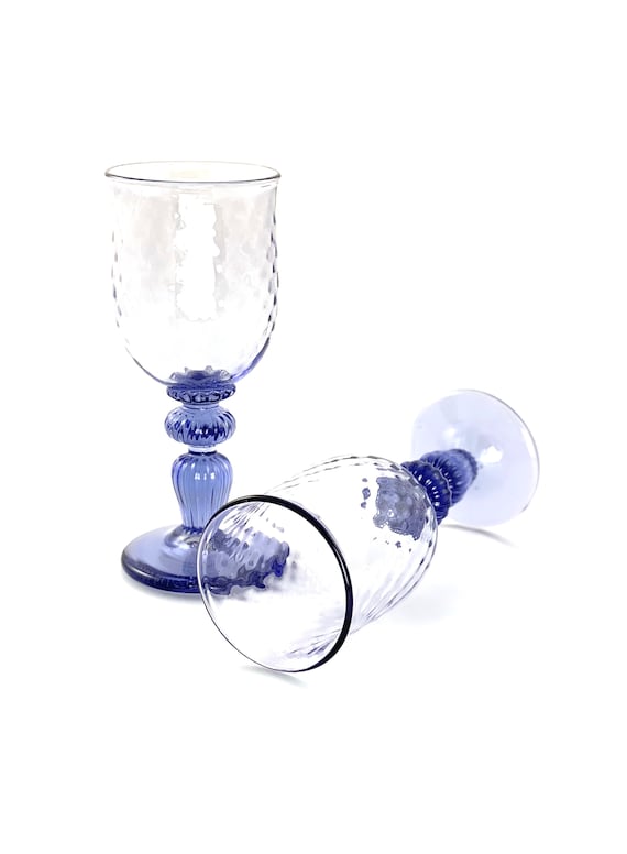 Hand Blown Wine Glass Pair in Lilac Purple