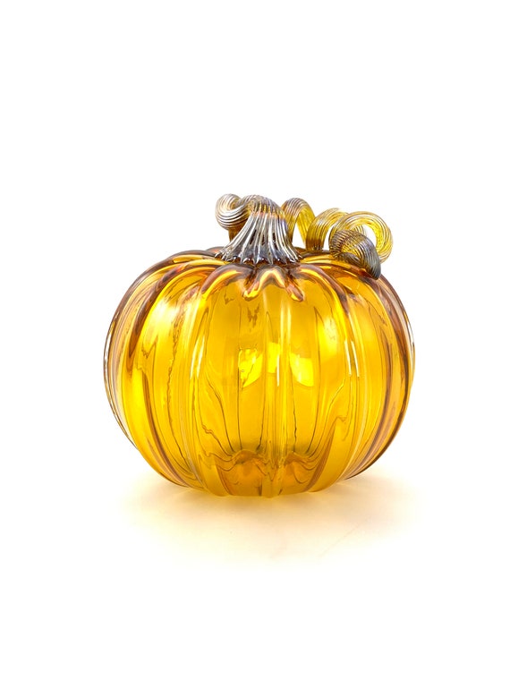 Medium Glass Pumpkin - 5.5” - Gold Topaz