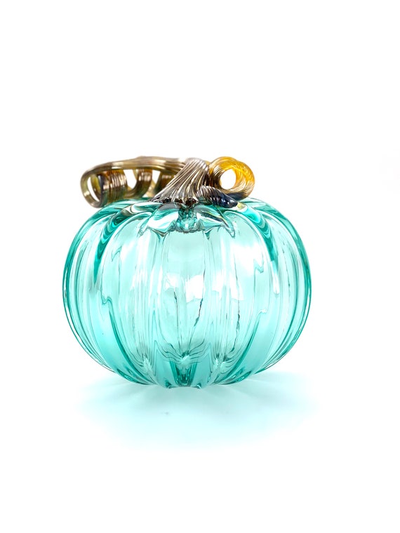 Medium Glass Pumpkin - 5.5” - Emerald Green