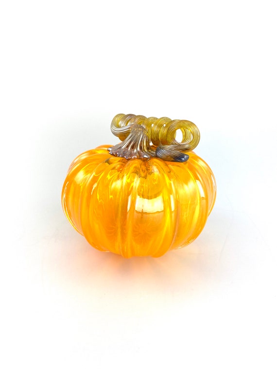 Small Glass Pumpkin - 4” - Light Orange